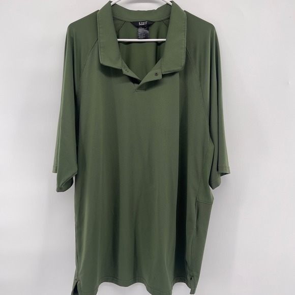 5.11 Tactical Polo Shirt Mens 2XL Extra Large Olive Green Short Sleeve - Picture 2 of 6